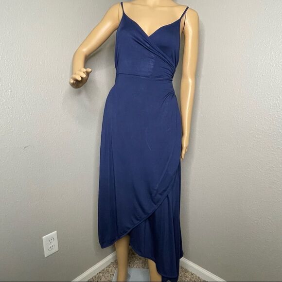 Gap Wrap Dress Spaghetti Strap Blue Maxi Size Medium Petite - Picture 1 of 8